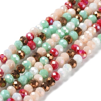 Glass Beads Strands, Faceted, Rondelle, Pale Green, 6x5mm, Hole: 1mm, about 85~88pcs/strand, 16.1~16.5 inch(41~42cm)