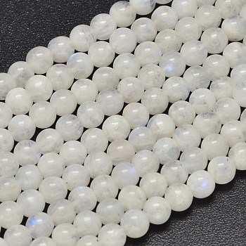 Natural Rainbow Moonstone Beads Strands, Round, 5.5~6mm, Hole: 1mm, about 67pcs/strand, 15.7 inch(40cm)