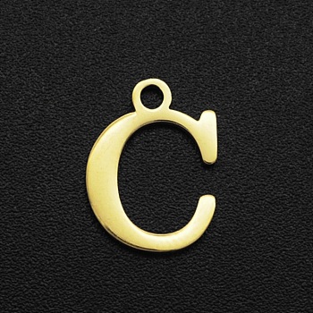 201 Stainless Steel Charms, Laser Cut, Letter, Golden, Letter.C,  12x9x1mm, Hole: 1.5mm