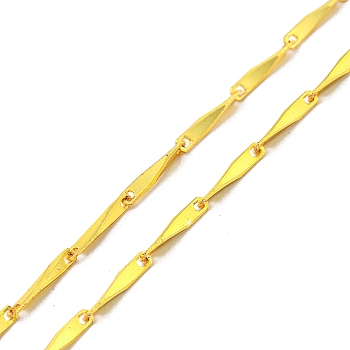 Brass Bar Link Chain Necklaces Making with Clasp, for Beadable Necklace Making, Real 24K Gold Plated, 17.63 inch(44.8cm), Wide: 1.5mm