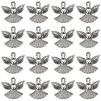 Tibetan Style Alloy Pendants, Angel, Cadmium Free & Lead Free, Antique Silver, 21x23x3.5mm, Hole: 2mm, 40pcs/box