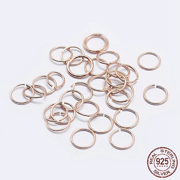 925 Sterling Silver Open Jump Rings, Round Rings, Rose Gold, 19 Gauge, 5x0.9mm, Inner Diameter: 3mm, about 119pcs/10g