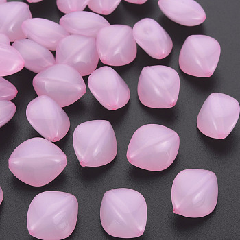 Imitation Jelly Acrylic Beads, Rhombus, Pearl Pink, 17x14.5x9.5mm, Hole: 1.6mm, about 500pcs/500g