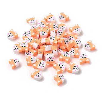 Handmade Polymer Clay Beads, Animal, Orange, Fox, 8x8x4mm, Hole: 1.6mm