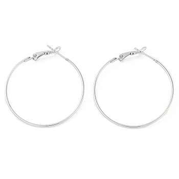 Non-Tarnish 304 Stainless Steel Hoop Earrings, Rings, Stainless Steel Color, 37.5mm