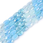 Electroplate Imitation Jade & Opaque & Transparent Glass Beads Strands, Mixed Styles, Oval, AB Color Plated, Faceted, Light Sky Blue, 5.5~6x4.5x3mm, Hole: 0.6~0.9mm, about 56~63pcs/strand, 13.58~15.55 inch(34.5~39.5cm)(EGLA-Q135-4x6MM-01A)