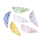 Transparent Plastic Pendants, Feather Charm, AB Color Plated, Mixed Color, 40x14x5mm, Hole: 1.5mm, about 490pcs/500g(KY-Q005-01)