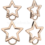 4Pcs 2 Styles Zinc Alloy Spring Gate Rings, with Hoop, Star, Light Gold, 31~39x32.5~41x4mm, Hole: 9~12x8.5~9mm, 2pcs/style(FIND-GF0007-56KCG)