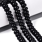 Natural White Jade Beads Strands, Smooth Rondelle, Dyed, Black, 10~10.5x5.5~6mm, Hole: 0.7~1.2mm, about 61~69pcs/strand, 14.37~15.55 inch(36.5~39.5cm)(G-Q613-01F-01)