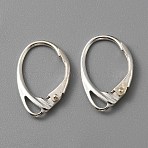 925 Sterling Silver Leverback Earring Findings, with Horizontal Loops, Silver, 17x11x1.5mm, Hole: 4x1.5mm, Pin: 0.6mm(STER-WH0004-011)