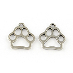 Dog Paw Prints Tibetan Style Alloy Pendants, Cadmium Free & Lead Free, Antique Silver, 19x16x1.5mm, Hole: 2mm(X-TIBEP-R338-01AS-RS)