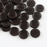Dyed 4-Hole Flat Round Wooden Buttons, Coconut Brown, 20x4mm, Hole: 2mm(X-BUTT-R035-019)