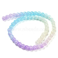 Spray Painted Crackle Glass Beads Strands, Gradient Color, Segmented Multi-color Beads, Round, Orchid, 8mm, Hole: 1mm, about 48pcs/strand, 14.96 inch(38cm)(DGLA-C002-8mm-07)