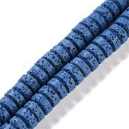 Synthetic Lava Rock Dyed Beads Strands, Rondelle, Royal Blue, 8~8.5x4mm, Hole: 0.7mm, about 90pcs/strand, 14.96''(38cm)(G-H311-09-08)