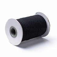 Braided Polyester Cords, Black, 4mm, about 21.87 yards(20m)/roll(OCOR-S109-4mm-16)