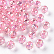 Transparent Acrylic Beads, AB Color Plated, Round, Hot Pink, 8x7mm, Hole: 2mm, about 1745pcs/500g(MACR-S370-B8mm-704)