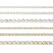 6 Styles Brass Rhinestone Strass Chains, Crystal Rhinestone Cup Chains, Platinum & Golden, 2~4x2~4mm(CHC-TA0001-05)