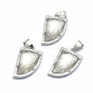 Natural Quartz Crystal Gemstone Pendants, with Brass Findings,  Knife, 23x14x6mm, Hole: 5.5x3.5mm(G-O176E-15P)