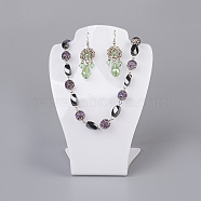 Organic Glass Jewelry Earring and Necklace Bust Displays, White, 15x11x7.25cm(ODIS-G013-01)