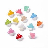 Acrylic Shank Buttons, 1-Hole, Dyed, Mushroom, Mixed Color, 15x15x8mm, Hole: 4x3mm(BUTT-Q018-M)