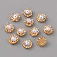 Alloy Enamel Cabochons, with Plastic Imitation Pearl Beads, Nail Art Decoration Accessories, Golden, Shell Shapes, Cornflower Blue, 5x6x3.5mm(MRMJ-WH0064-46A)