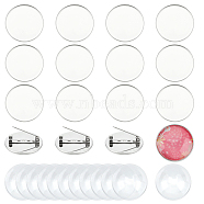 Blank Dome Brooch Making Kit, Including 304 Stainless Steel Brooch Base Settings, Glass Cabochons, Stainless Steel Color, 32Pcs/box(DIY-UN0005-11A)