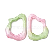 Translucent Resin Decoden Cabochon, Two Tone Glitter Irregular Frame, Pearl Pink, Yellow Green, 43x32x6mm(RESI-M040-03E)