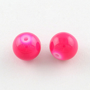 Painted Glass Bead Strands, Baking Paint, Round, Fuchsia, 8mm, Hole: 1.3~1.6mm, about 100pcs/strand, 31.4 inch(DGLA-S071-8mm-B10)