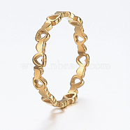 304 Stainless Steel Finger Rings, Heart, Mixed Size, Golden, 16~19mm(RJEW-K221-M-05G)