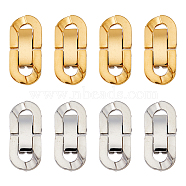 Unicraftale 8 Sets 2 Colors 304 Stainless Steel Fold Over Clasps, Oval, Mixed Color, 19x9x3mm, Hole: 2x3.5mm, 4 Sets/color(STAS-UN0046-68)