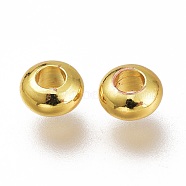 Brass Spacer Beads, Long-Lasting Plated, Disc, Golden, 3.2x1.6mm, Hole: 1.4mm(KK-H103-07A-G)