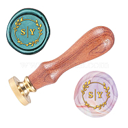 Wax Seal Stamp Set, Sealing Wax Stamp Solid Brass Head,  Wood Handle Retro Brass Stamp Kit Removable, for Envelopes Invitations, Gift Card, Letter Pattern, 83x22mm(AJEW-WH0208-495)