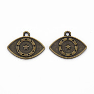 Tibetan Style Alloy Pendant Enamel & Rhinestone Settings, Cadmium Free & Lead Free, Eye, Antique Bronze, Fit for 0.9mm Rhinestone, 17x22x1.5mm, Hole: 1.8mm(TIBEP-N010-002AB-RS)