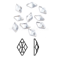 Glass Rhinestone Cabochons, Flat Back & Back Plated, Faceted, Rhombus, Crystal, 6.5x3.5x2mm(RGLA-L025-E01-001)