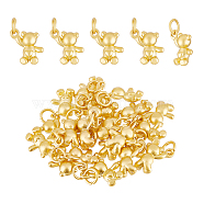 20Pcs Alloy Charms, with Jump Rings, Matte Style, Cadmium Free & Lead Free, Bear, Matte Gold Color, 13.5x13.5x5mm, Jump Ring: 6x1mm, 4mm inner diameter(KK-CA0003-59)