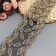 Polyester Embroidery Ribbon, for Crafts Wedding Gift Wrapping, Leaf, 3 inch(75mm), 15 yards(PW-WG78407-10)