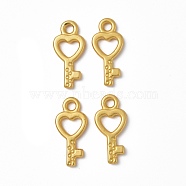Rack Plating Alloy Pendants, Cadmium Free & Lead Free & Nickle Free, Heart Key Charms, Matte Gold Color, 15x7x1.5mm, Hole: 1.6mm(PALLOY-I215-16G)