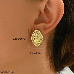 Geometric Stainless Steel Stud Earrings for Women, Perfect for Daily Wear, Golden, Rectangle, 26x16mm(EX7341-1)