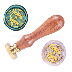 Wax Seal Stamp Set, Sealing Wax Stamp Solid Brass Head,  Wood Handle Retro Brass Stamp Kit Removable, for Envelopes Invitations, Gift Card, Animal Pattern, 83x22mm(AJEW-WH0208-362)