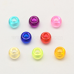 Transparent Acrylic European Beads, Large Hole Barrel Beads, Mixed Color, 9x6mm, Hole: 4mm(X-MACR-Q156-02)