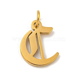 Ion Plating(IP) 304 Stainless Steel Charms, Laser Cut, Golden, Letter Charm, Letter C, 14x10.5x1.5mm, Hole: 3mm(STAS-I010-01G-C)