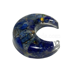 Resin Moon Display Decoration, with Natural Lapis Lazuli Chips inside Statues for Home Office Decorations, 40x35x5mm(PW-WG69814-01)