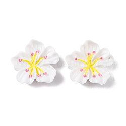 Resin Cabochons, Flower, White, 27x29.5x7.5mm(OACR-U002-03C)