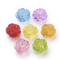 Transparent Acrylic Beads, Flower, Mixed Color, 25x25x21mm, Hole: 2.5mm(X-TACR-T002-20)