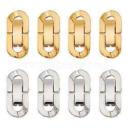 Unicraftale 8 Sets 2 Colors 304 Stainless Steel Fold Over Clasps, Oval, Mixed Color, 19x9x3mm, Hole: 2x3.5mm, 4 Sets/color(STAS-UN0046-68)