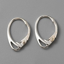 925 Sterling Silver Leverback Earring Findings, with Horizontal Loops, Silver, 17x11x1.5mm, Hole: 4x1.5mm, Pin: 0.6mm(STER-WH0004-011)