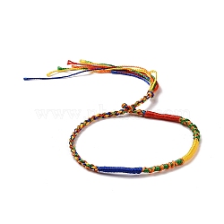 Polyester Braided String Cord Bracelet, Adjustable Friendship Bracelet for Men Women, Colorful, 12-3/8~12-5/8 inch(31.5~32cm)(BJEW-I306-01C)