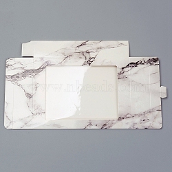 Marble Texture Pattern Paper Gift Boxes, with Clear Window, Packaging Boxes, White, Box: 17.5x13.5x3.5cm(CON-WH0072-15B)