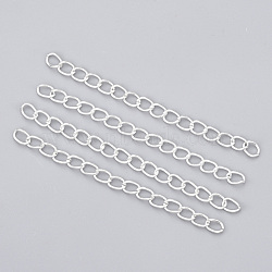 Iron Chain Extender, Curb Chains, Silver, 70mm, Link: 5~5.5x3.5~4x0.8mm(IFIN-T007-11S)