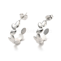 304 Stainless Steel Leaf Wrap Stud Earring, Half Hoop Earrings for Women, Stainless Steel Color, 19.5x6mm, Pin: 0.7mm(EJEW-P202-03P)